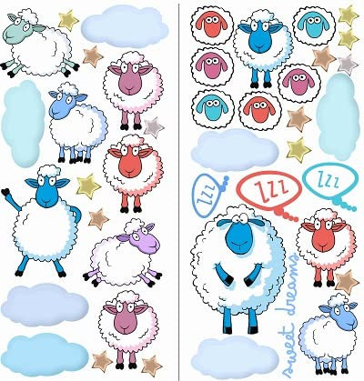 Sweet Dream Wandtattoo für Schlafzimmer Jungen und Mädchen 2 Blatt Lamm Pattern 750mmX 350mm