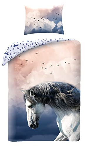 Halantex Bettwäsche mit Pferd, 140x200cm + 70x90cm, 100% Baumwolle