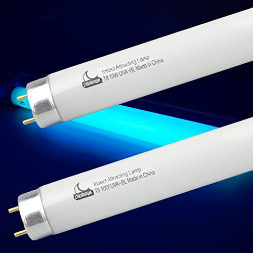 CHKADAWA BL T8 F10W Replacement Bulbs for Aspectek, LiBa 20W Indoor Device, F10T8 BL365nm 10 Watt Tube G13, 13'' Linear Black Light Fluorescent Tube 2 Pack