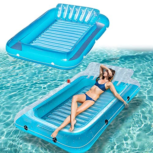 Aufblasbar für Erwachsene, Pool-Flöße, Luxus-Wasserlounge, aufblasbare Pool-Schwimmliege, 70 x 46 Pool-Schwimmer mit Getränkehalter, aufblasbares Bräunungsbecken, Spielzeug für Erwachsene, perfekt f