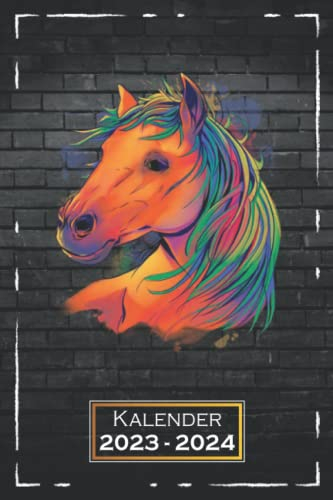Kalender 2023-2024: Pferd, Bunt A5 (6x9), Softcover | 1 Woche auf 2 Seiten | mit Monatsübersicht & Kontakttabelle | Terminkalender, Wochenplaner, ... Tagesplaner | Pferdemotiv | qd1