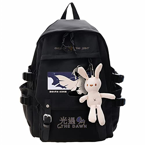Charous Game Sky:Children Of The Light Schwarzen Nylon Rucksacks,modische Wasserdichte Schultasche College-Tasche,Schwarz-3,L
