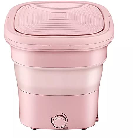 Lavatrice Portatile Mini Asciugatrice Elettrico Basso Consumo Centrifuga Salvaspazio Blu Ray 260w Pieghevole (Rosa,Luce Blu+ozono+Cesto di disidratazione)