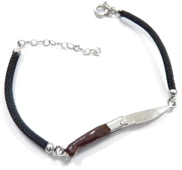 BRACCIALE coltello pattada KNIFE SARDO ARTIGIANATO ARGENTO PATTADESA marrone-argento FILU&TRAMA