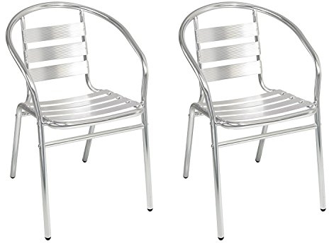 INDA-Exclusiv 2 Sück Aluminium Bistrostuhl stapelbar Stapelstuhl Campingstuhl Gartenstuhl Küchenstuhl Balkonmöbel Gartensitzmöbel, Farben:Silber