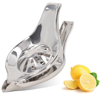 Manuelle Zitronenpresse Zitronenschnitzelpresse Kleine Zitruspresse aus Edelstahl Handpresse Limonenpresse für Orange, Zitrone, Granatapfel Küche und Bar(Runden)