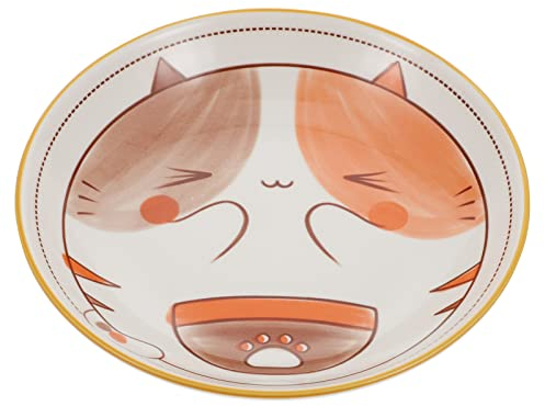 Beavorty Assiette En Céramique Motif Animal Assiette En Porcelaine Mignon Plat De Service Pour Apéritif Dessert Salade Crêpes Steak Chat 8 Pouces