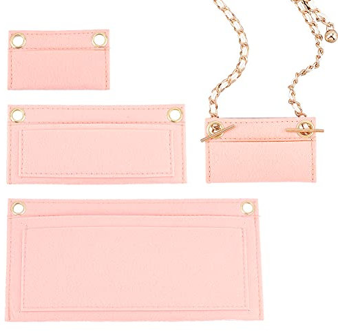 WADORN 3 Stile Geldbörse Filzeinsatz Organizer Frauen Pouchette Wallet Umbausatz Mini Umschlag Tasche Liner mit Ösen Clutch Umwandlungseinsatz für YSL Uptown Pouchette, Rosa