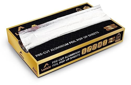 LuxLiv ® Vorgeschnittene Folienblätter, strapazierfähig, 18 Mikron dick, Küchenfolie, Catering, Aluminium-Blechfolie, Pop-Up-Bögen, Burger-Wraps, 200 Blatt