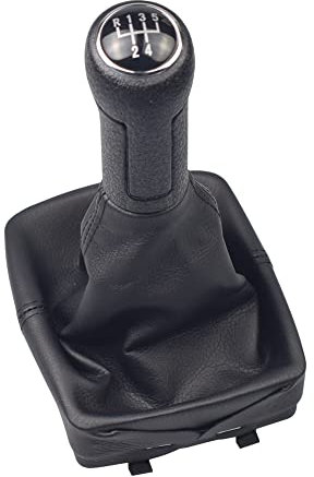 Hacreyatu Pomo de palanca de cambios de coche de 5 velocidades con polaina para VW Polo 9N 9N2 2002-2009 (negro)
