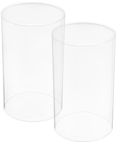 DOITOOL 2st Kerzenschirm Zylindervase Aus Glas Hurrikan Mit Offenem Ende Pendelleuchte Hoher Kerzenhalter Windlichtaufsatz Teelichthalter Glaskerzenglaskuppel Hochzeitskerze Gerade Deckel