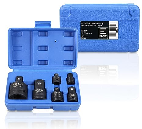 ENVA Kraft Adapter Satz 6TLG. für Schlagschrauber und Ratschenschlüssel aus Chrom Molybdänstahl Reduzierungen von 3/4 auf 1/2, 1/2 auf 3/8, 3/8 auf 1/4