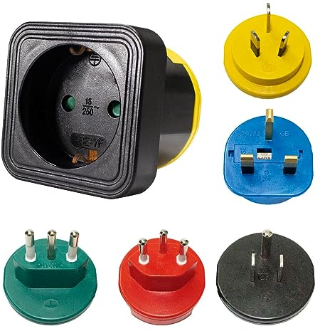 as - Schwabe Weltreiseadapter - Universal-Reiseadapter mit 5 leicht wechselbaren Ländermodulen - Typ B, G, I, J, L - für Euro-, Konturen- und Schutzkontaktstecker - Erdleitungsbügel + Reiseetui, 90253