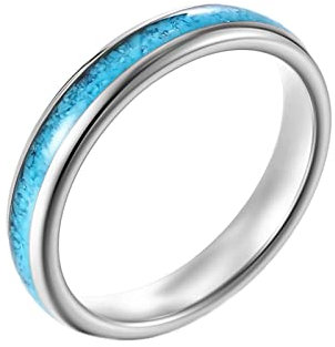 Ayoiow Ring Frauen Wolfram Türkis Poliert Breite 4mm Silber Ringe Verlobung