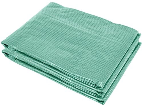 Outsunny Telo per Serra in PE con 6 Finestre, Porta Avvolgibile e Bordi Interrati, 3x2x2 m, Verde