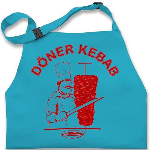 Kinderschürze Schürze Kinder Jungen Mädchen - Karneval & Fasching - Original Döner Kebab Logo - 2-6 Jahre - Türkis - fasching- kebap faschings spieß fasnachts doner karneval. sachen