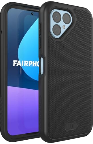 TUDIA DualShield Grip kompatibel für Fairphone 5 Hülle (2023), [MergeGrip] Stoßfestes Dual Layer Dünn TPU Militär Grade Schlanke Passform Hochleistungsschutz Handyhülle - Schwarz