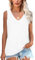 NONSAR Camiseta básica de verano sin mangas para mujer. Camiseta elástica con cuello en V y bolsillo, camiseta interior cómoda de estilo informal, Blanco, L