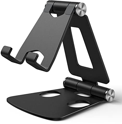 WIMAHA Support Téléphone Portable Multi-Angles Réglable en Alliage d’Aluminium,Portable Support Smartphone de Table,Support Téléphone Dock, Ajustable Universel Aluminium Support Téléphone Bureau