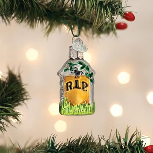 Old World Christmas Mini-Grabstein aus Glas zum Aufhängen