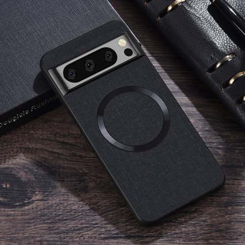 FIFTHAVE Magnetisch Handyhülle Google Pixel 6A Hülle kompatibel mit MagSafe,Hardcase Schutzhülle Google 6A Hart PC Case Slim Matt Cover Dünn Weich TPU Kratzfest Bumper 6.1'' Schwarz