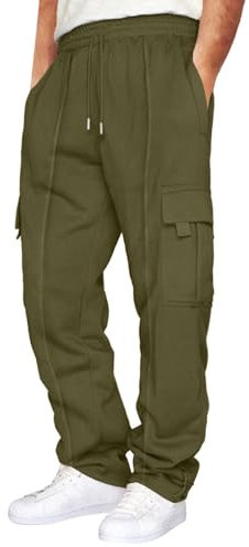 2024 AI - Pantaloni Cargo da trekking da uomo, taglio casual, coulisse in vita elastica, Jogging, pantaloni della tuta, sport, atletica, con tasche per lo chef pantaloni da uomo, Ag, XL