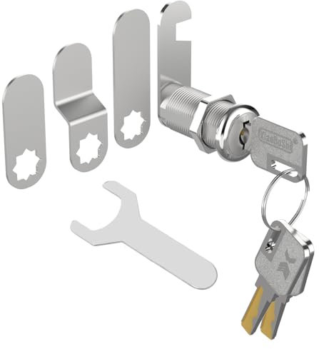 YOUTU® Briefkastenschloss Zylinderschloss, 3 Messing Schlüssel,mit 4 Verschiedene Schlossplatten, Zylinder Cam Lock, Möbelschloss Schrankschloss Spindtürschloss. (30mm)