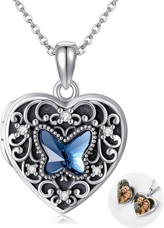 DAYLINLOVE Herz/Rose/Blume/Schmetterling/Sonnenblume/Baum des Lebens Urne Medaillon Halskette für Ash 925 Sterling Silber Urne Medaillon Schmuck Geschenke für Frauen