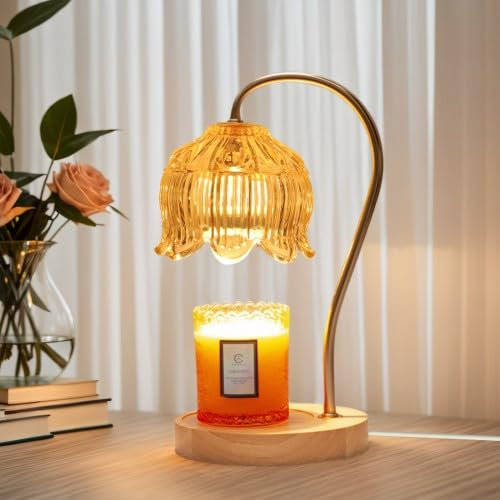 Pagezol Electric Candle Lamp Warmer with Dimmer and Timer, Candles Flameless Burner, Vintage Wax Melter, Candle Wax Melter for Scented Candle Jar, with 2 Bulbs, for Home Décor, Christmas, Birthday