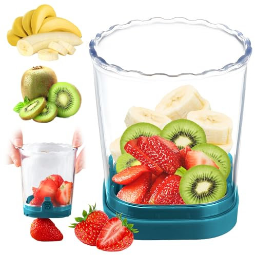 Fruit Slicer Cup-Detachable Fruit Cutter Slicer Stainless Steel Speed Egg Slicers Strawberry Slicer Cutter for Vegetable Cutting Kitchen Gadget (Dark Blue)