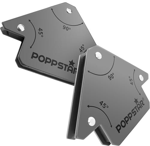 Poppstar Schweißmagnet (Schweißwinkel Haftkraft 11,3 kg - 45/90/135°), 2 Stück, grau