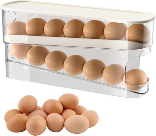 Eierbehälter für Kühlschrank,2 Etagen Eierbehälter für Kühlschrank,Eierhalter,Eierhalter Kühlschrank,Eier Aufbewahrung,Stapelbarer Eier-Organizer,Eier Aufbewahrung Kühlschrank