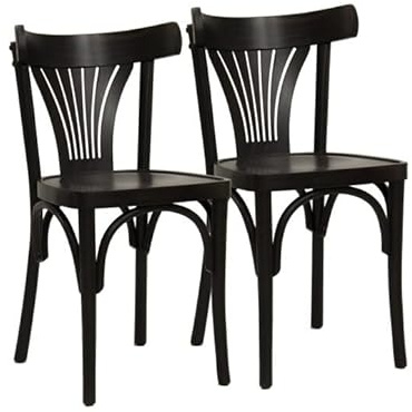 METRO Professional Restaurant-Stuhl Lyra, 2er Set Esszimmerstühle, Buchen-Holz, 44 x 49 x 80 cm, 110 kg Tragkraft, mit Kunststoffgleitern, Wenge