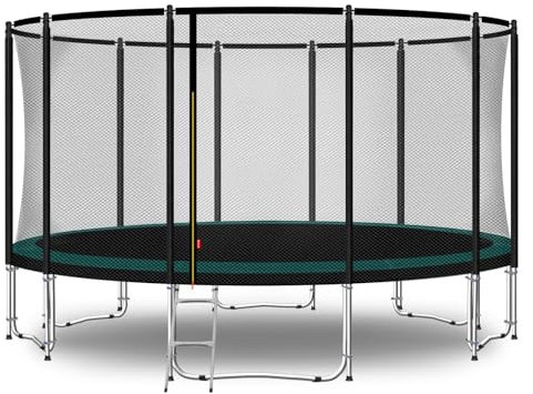 Baunsal® Trampolin Outdoor Ø 427 cm (FGOS) grün-schwarz als Komplettset Gartenspielzeug Kindertrampolin Gartentrampolin rund Garten Spielzeug für Kinder