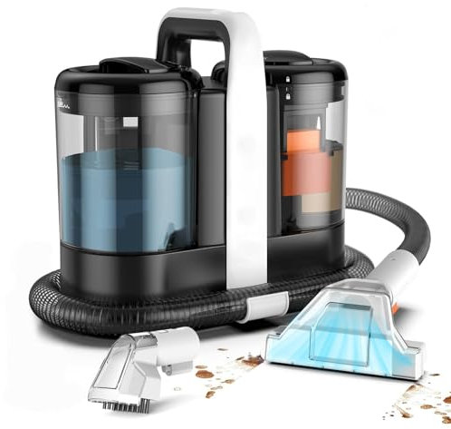 Spot Cleaner & Carpet Cleaner Machine with 3 Brushes, 1.5L/0.7L Dual Tank, Sofa and Mattress Cleaner For Carpets, Upholstery, Car Seats, Portable, Compact Storage, 15000PA Vacuum Cleaner