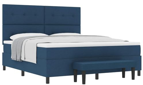 vidaXL Boxspringbett mit Matratze mit Kopfteil Blau 180 x 200 cm Stoff, Höhenverstellbares Bett, modernes Gestell, robuste Struktur, stylisches Design, bequemer Schlaf