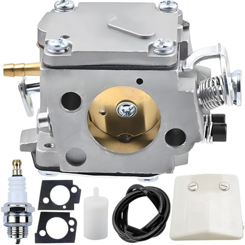 Qiuwanzia Carburateur pour Husqvarna 61 66 266 268 272 272XP 281 288 Tronçonneuse 288EPA 181 281XP 288XP 503 28 03-16 pour Tillotson HS-254B HS-260A HS-260S avec bougie d'allumage