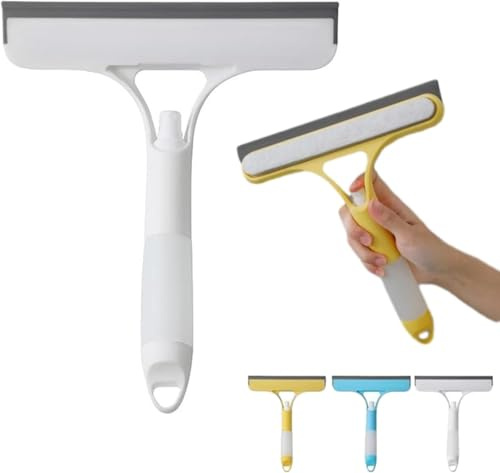 3 in 1 Window Cleaning Scraper, 2025 New Multi Function Shower Glass Cleaner with Spray and Squeegee, All-Purpose Window Cleaner Tool,Spray Brush for Bathroom,Floor,Car (White)