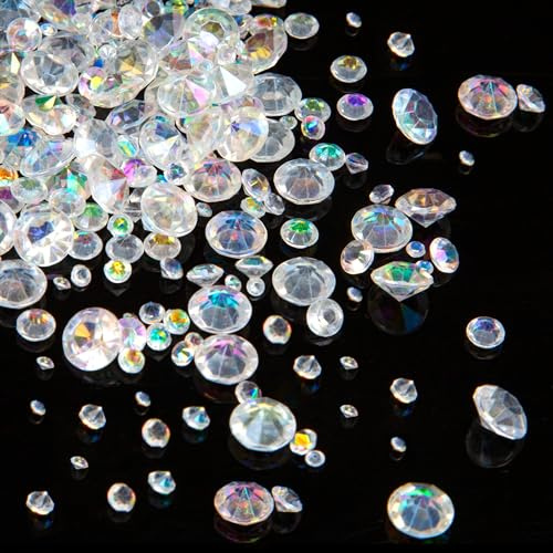 Yesaler Deko Diamanten Bling Acryl Kristalle Tischdekoration Diamanten 3mm,4mm,6mm,10mm 3800 Stück für Vase Füller Hochzeit