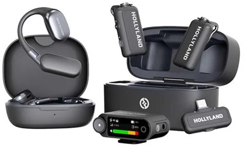Hollyland Lark Max 2 Ultimate Combo Wireless Lav System mit OWS Monitor Kopfhörer und Kamera RX + US