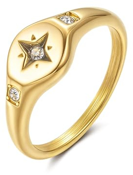 YeGieonr Ringe Damen Gold – Edelstahl Ring Damen Wasserfest,Vergoldeter Edelstahlring,Goldener Schmuckring für Frauen