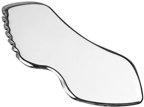 LOORGVEL Gesichtsmassagegerät Edelstahl Lippenförmiger Gua Sha Schaber Kompakt Handlich Glatte Kanten für Gesicht Körper Massagewerkzeug mit Transportbeutel