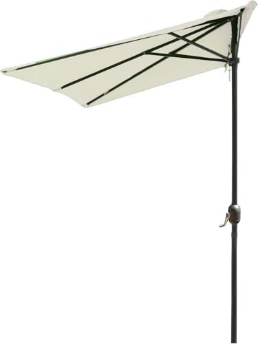 Halbschirm Balkon Klein Mit Ständer 2.5m Sonnenschirm Halbrund Knickbar 250 Cm Wandschirm Für Wände Handkurbel Sonnenschutz Abdeckung Terrassenschirm Balkonschirm Halbrundschirm(Beige)