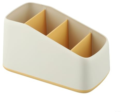 Compact Table Storage Box with 4 Grid Compartments for TV Remote Control Holder and Daily Item Organization (yellow)