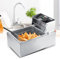 6L Friteuse Electrique Professionnelle Simple Bac en Acier Inoxydable avec Panier et Couvercle pour Usage Domestique et Commercial, EU 220V 44 x 28.5 x 28 cm