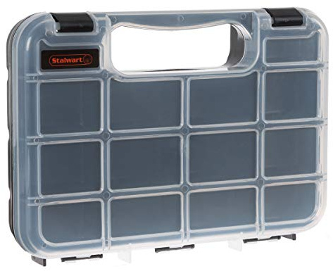 Stalwart Portable Storage Case with Secure Locks and 14 Small Bin Compartments for Hardware, Screws, Bolts, Nuts, Nails, Beads, Jewelry and More by