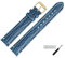 MARBURGER Uhrenarmband 20mm Leder Blau Gold XL Hai Prägung Mit Naht - Montage Set 6822050000220