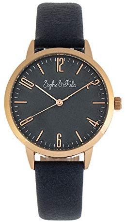 Sophie and Freda Vancouver Women's Quartz Blue Genuine Leather Rose Gold Watch SAFSF4905