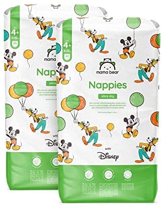 Amazon-Marke: Mama Bear Disney Ultra Dry Windeln Größe 4+ (9-15 kg) - MONATSBOX, Weiß, 160 Stück (2 Packungen mit 80)