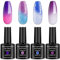 Senvenski Farbwechsel Gel Nagellack, Farben Lila Lavendel Blau Weiß Rose Glitzer Chamäleo Temperatur Nagellack UV LED Gift Set Kit (WB020)